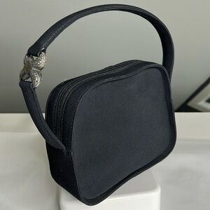 Judith Jack Black Crepe Evening Hand Bag Marcasite Adornment